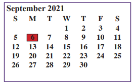 District School Academic Calendar for Alvarado El-south for September 2021