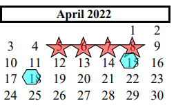 District School Academic Calendar for Alvin Reach School for April 2022