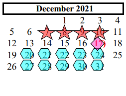 District School Academic Calendar for Brazoria Co J J A E P for December 2021