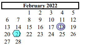 District School Academic Calendar for Longfellow Elementary for February 2022