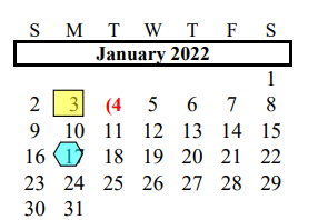 District School Academic Calendar for Manvel High School for January 2022