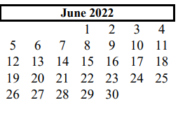 District School Academic Calendar for Brazoria Co J J A E P for June 2022