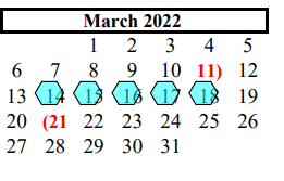 District School Academic Calendar for Alvin Elementary for March 2022