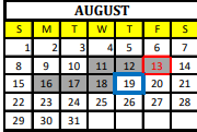District School Academic Calendar for Alvord High School for August 2021
