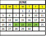 District School Academic Calendar for Alvord Elementary for June 2022