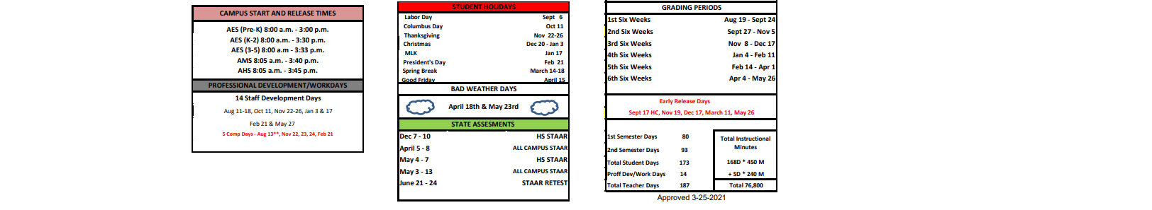 District School Academic Calendar Key for Alvord Middle School