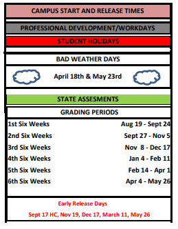 District School Academic Calendar Legend for Alvord Middle School