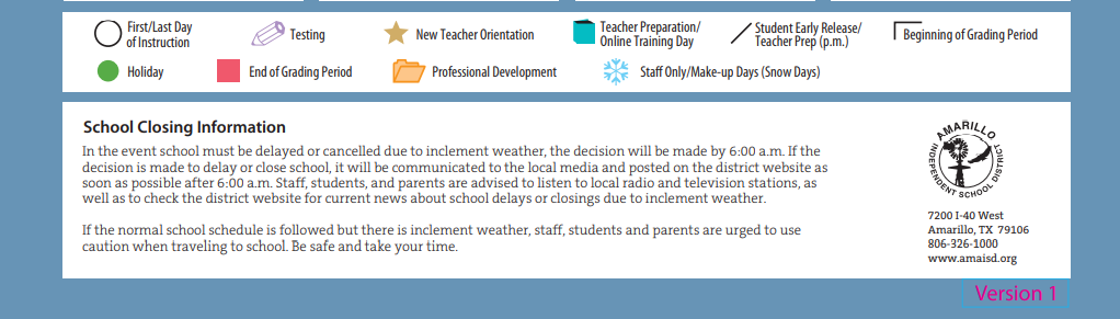 District School Academic Calendar Key for Travis Middle