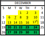 District School Academic Calendar for Adaptive Behavior Unit for December 2021