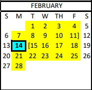 District School Academic Calendar for Adaptive Behavior Unit for February 2022