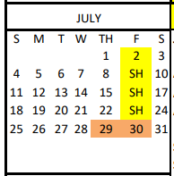 District School Academic Calendar for Anahuac Elementary for July 2021