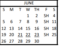 District School Academic Calendar for Anahuac Elementary for June 2022