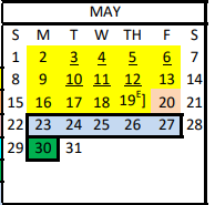 District School Academic Calendar for Hardin/chambers Ctr for May 2022