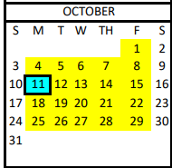 District School Academic Calendar for Gulf Coast High School for October 2021