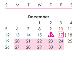 District School Academic Calendar for Baxter Elementary for December 2021