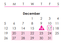 District School Academic Calendar for Mears Middle School for December 2021