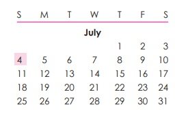 District School Academic Calendar for Klatt Elementary for July 2021