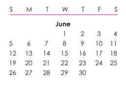 District School Academic Calendar for Ocean View Elementary for June 2022