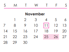 District School Academic Calendar for Rabbit Creek Elementary for November 2021