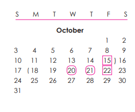 District School Academic Calendar for Ptarmigan Elementary for October 2021