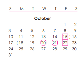 District School Academic Calendar for Goldenview Middle School for October 2021