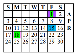 District School Academic Calendar for Andrews Alter for April 2022