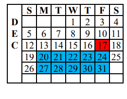 District School Academic Calendar for Andrews Alter for December 2021