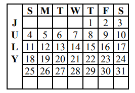 District School Academic Calendar for Clearfork Elementary for July 2021