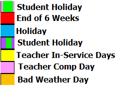 District School Academic Calendar Legend for Clearfork Elementary