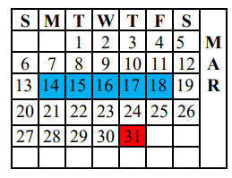 District School Academic Calendar for Andrews Alter for March 2022