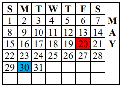 District School Academic Calendar for Andrews Alter for May 2022