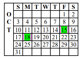 District School Academic Calendar for Andrews Alter for October 2021