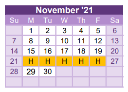 District School Academic Calendar for Angleton High School for November 2021