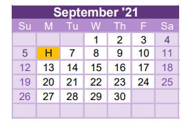 District School Academic Calendar for Northside El for September 2021