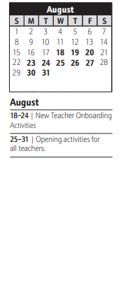 District School Academic Calendar for North Glen Elementary for August 2021