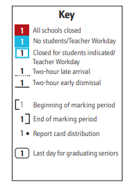 District School Academic Calendar Legend for North County High