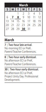 District School Academic Calendar for North County High for March 2022