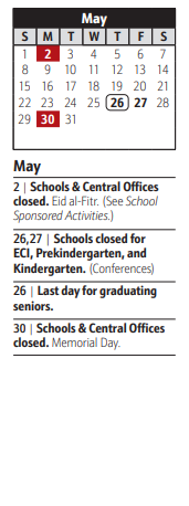 District School Academic Calendar for Eastport Elementary for May 2022