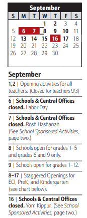 District School Academic Calendar for Lake Shore Elementary for September 2021
