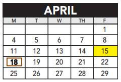 District School Academic Calendar for Fred Moore Middle School for April 2022