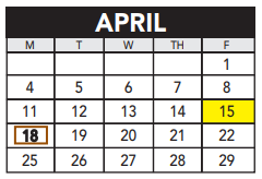 District School Academic Calendar for Dayton Elementary for April 2022