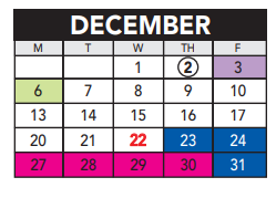 District School Academic Calendar for Oak View Middle for December 2021