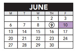 District School Academic Calendar for Fred Moore Middle School for June 2022