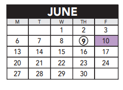 District School Academic Calendar for Sandburg Middle for June 2022