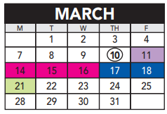 District School Academic Calendar for Jefferson Elementary for March 2022