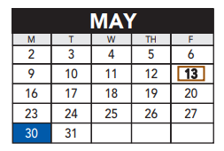 District School Academic Calendar for Roosevelt Middle for May 2022