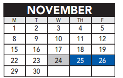 District School Academic Calendar for Crossroads-night for November 2021