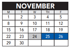 District School Academic Calendar for Crossroads Altn High School for November 2021