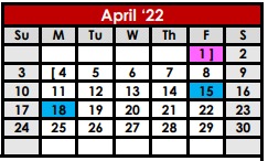 District School Academic Calendar for Anson High School for April 2022
