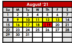 District School Academic Calendar for Anson Middle for August 2021